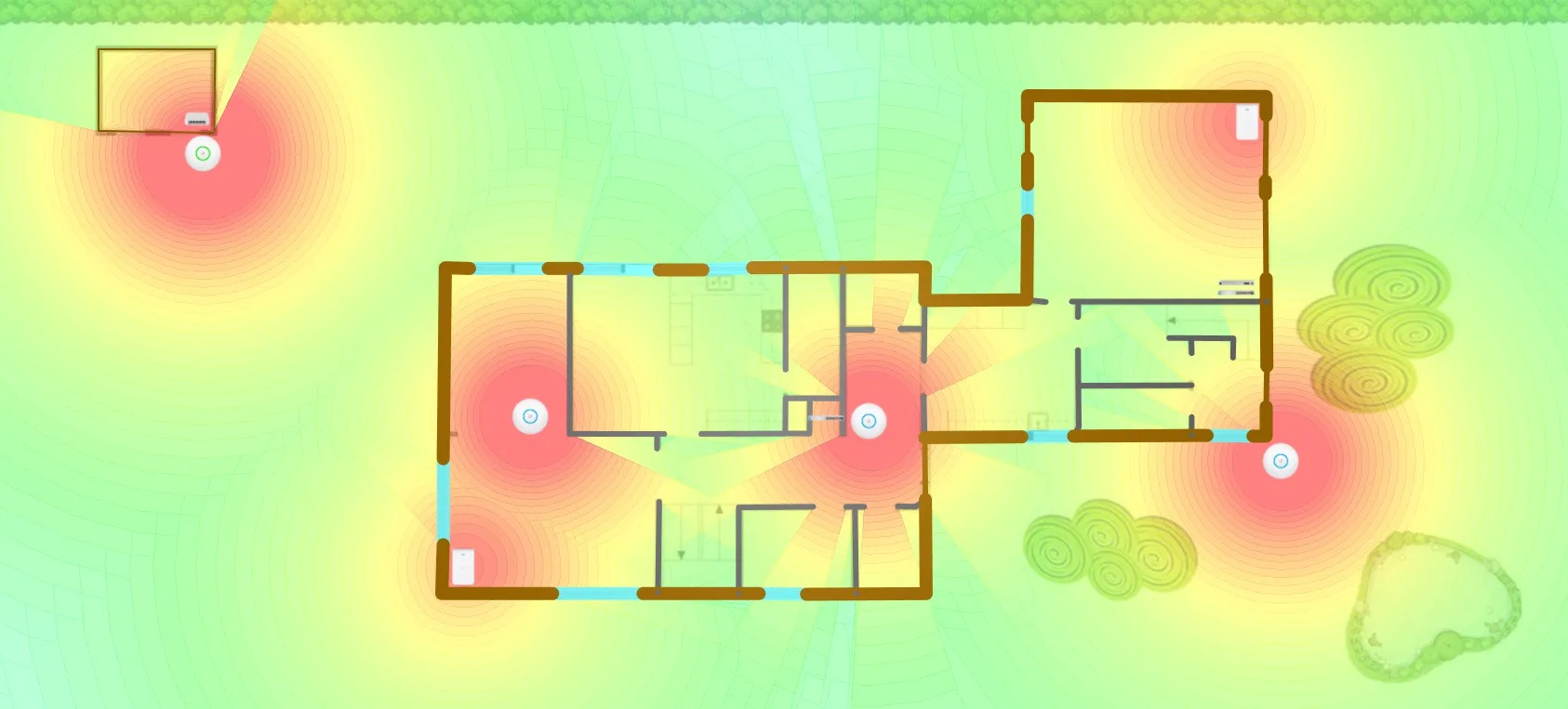Coverage @-70 dbm. It’s a 320 m2 two-story house on a 1400 m2 property.
