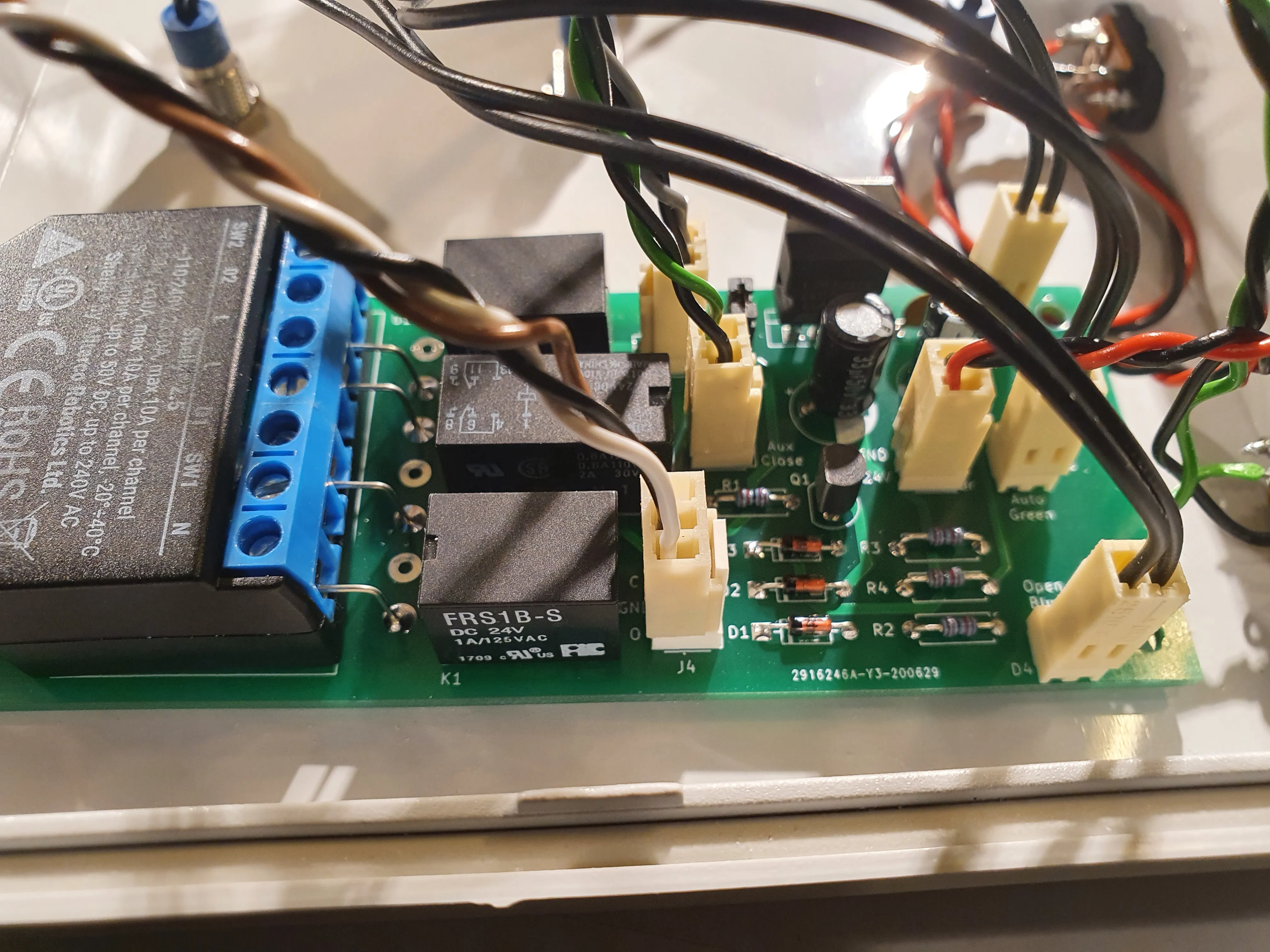 Close-up of the water control PCB.